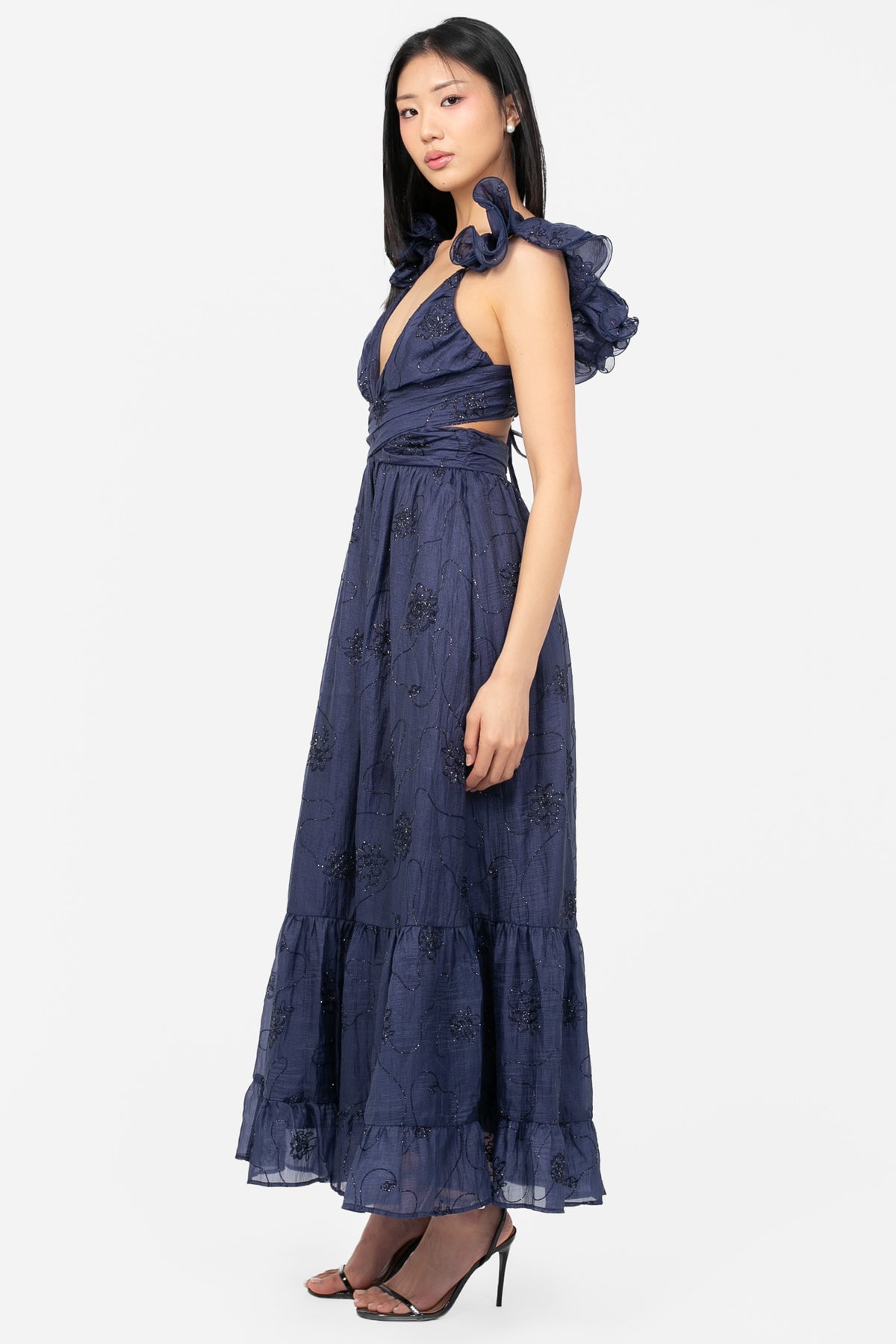 Enchanted Strap Back Floral Maxi Dress - honey