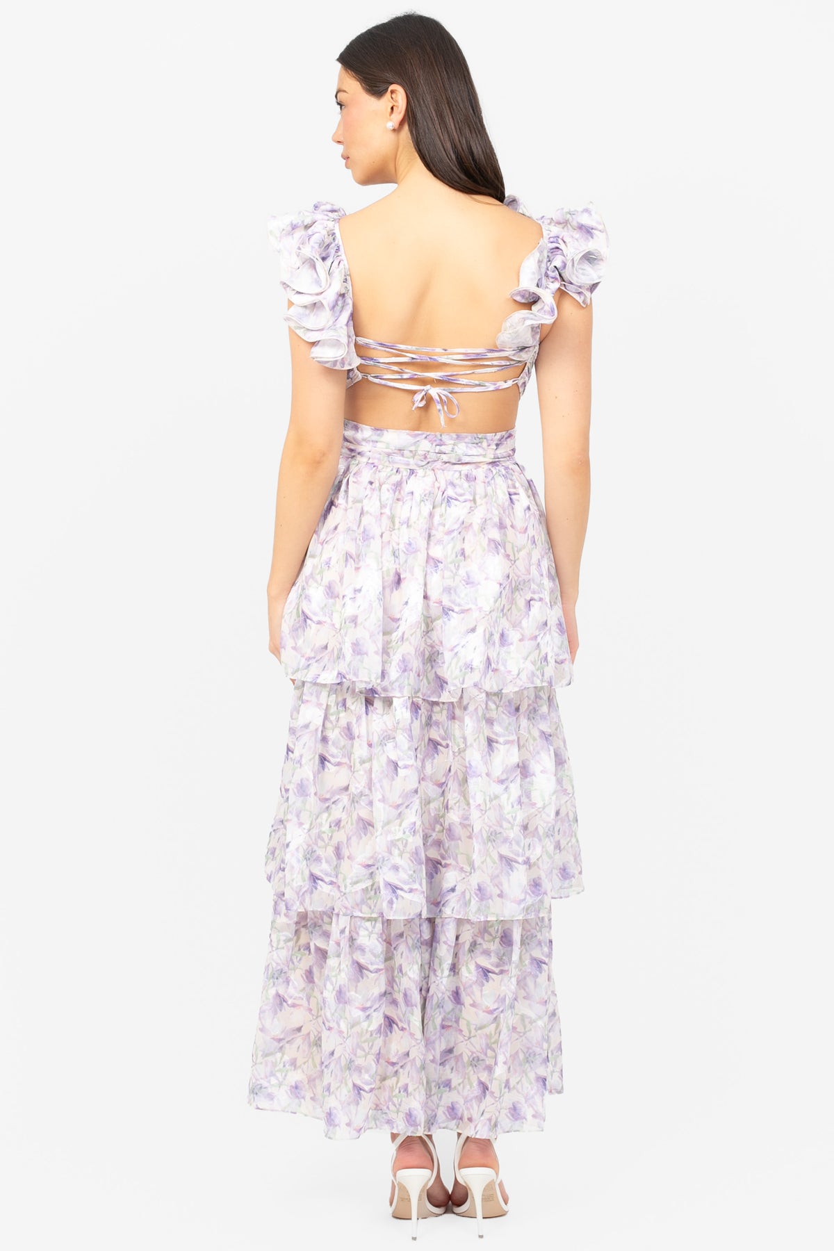 Gardenia Floral Ruffle Maxi Dress - honey