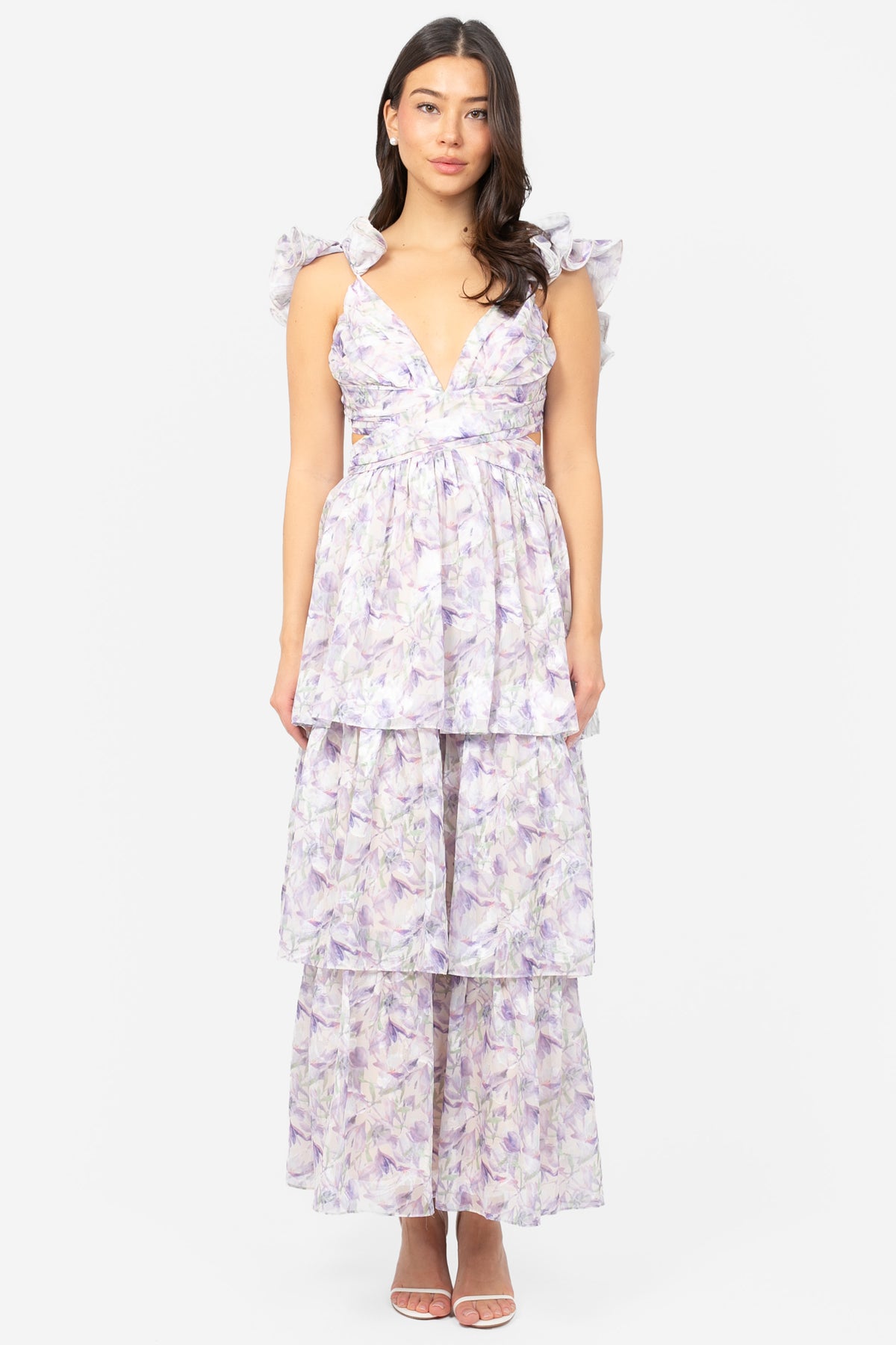 Gardenia Floral Ruffle Maxi Dress - honey