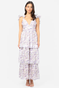 Gardenia Floral Ruffle Maxi Dress - honey