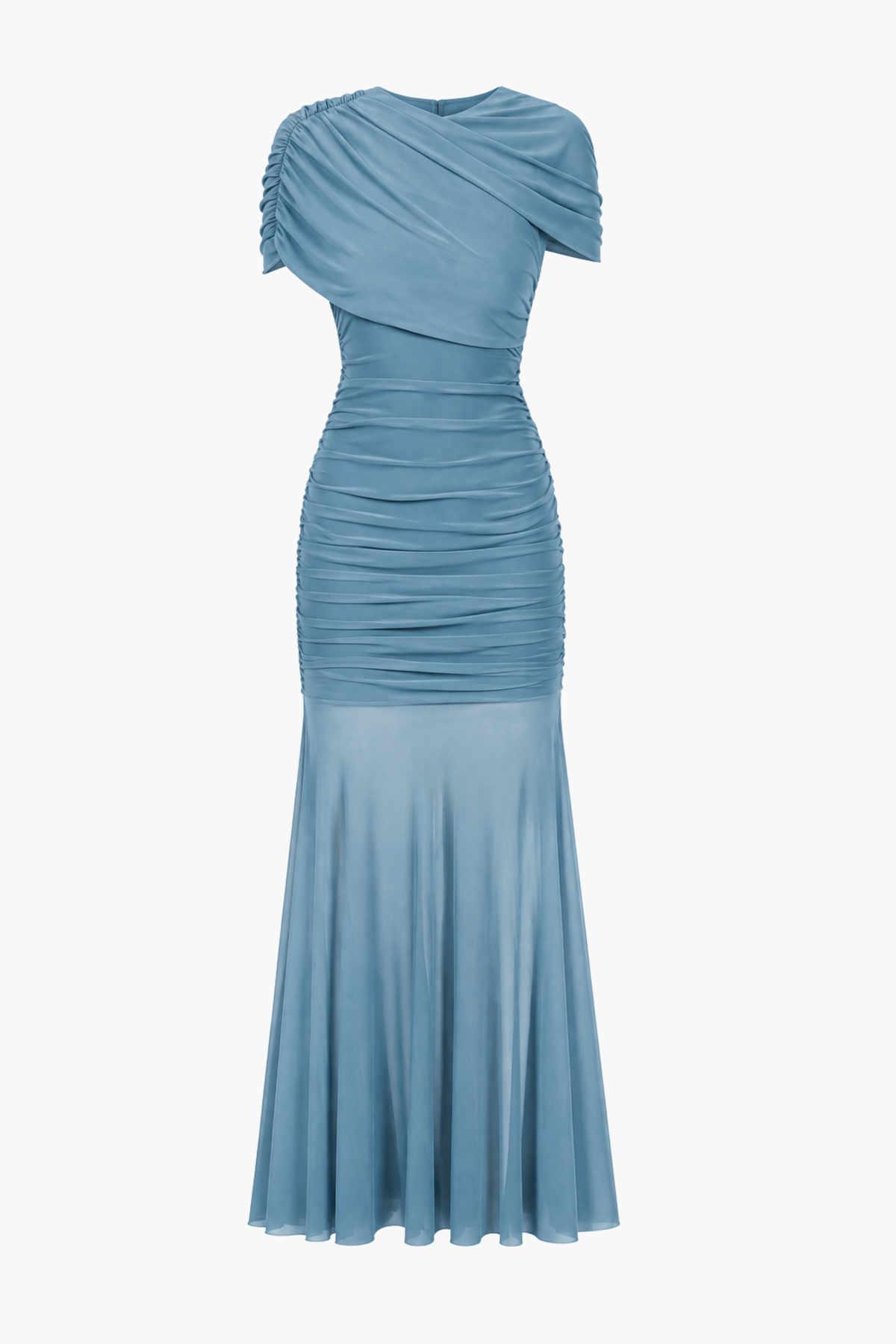 Cosima Ruched Mesh Maxi Dress