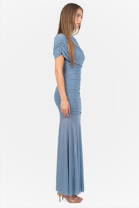 Cosima Ruched Mesh Maxi Dress