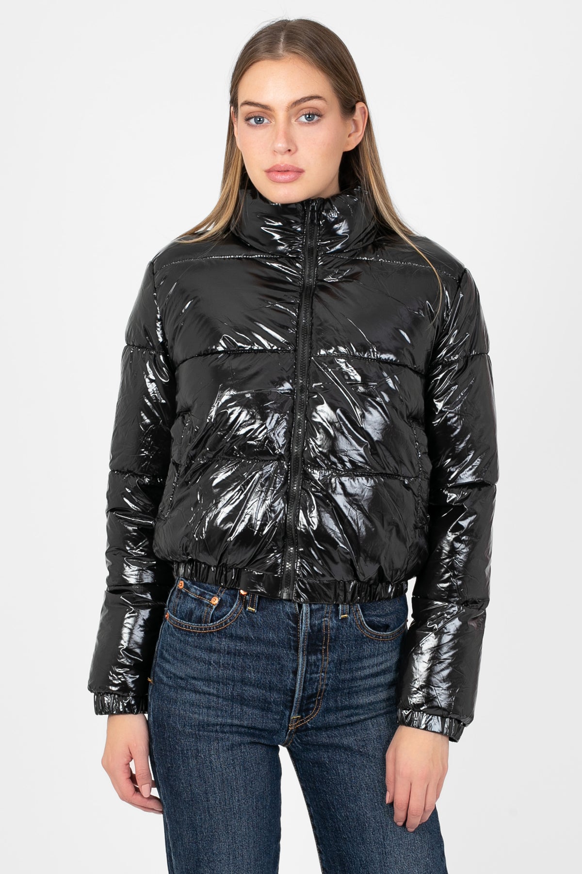 Lena Shiny Puffer Jacket - honey