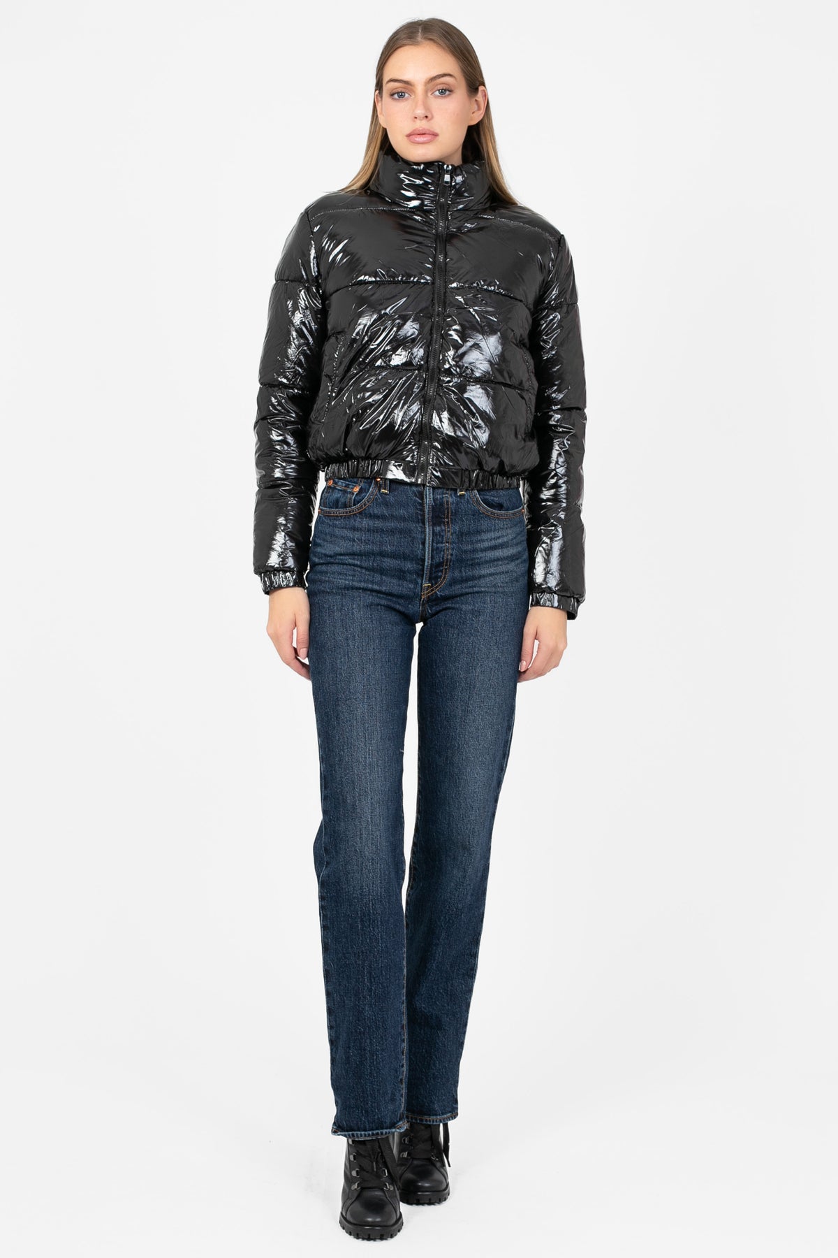 Lena Shiny Puffer Jacket - honey