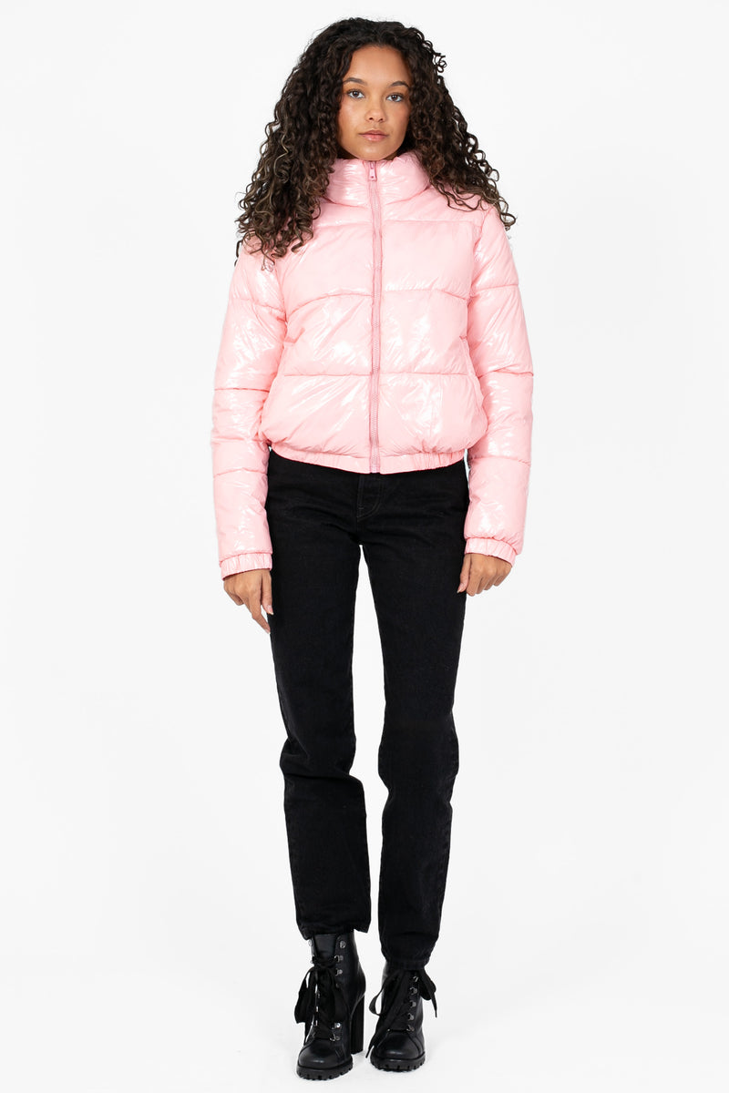 Lena Shiny Puffer Jacket - honey