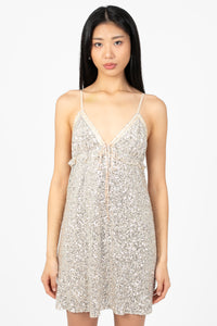Please Please Please Sequin Mini Dress - honey
