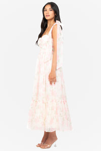 Hyacinth Tie Strap Floral Tiered Maxi Dress