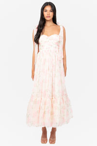 Hyacinth Tie Strap Floral Tiered Maxi Dress