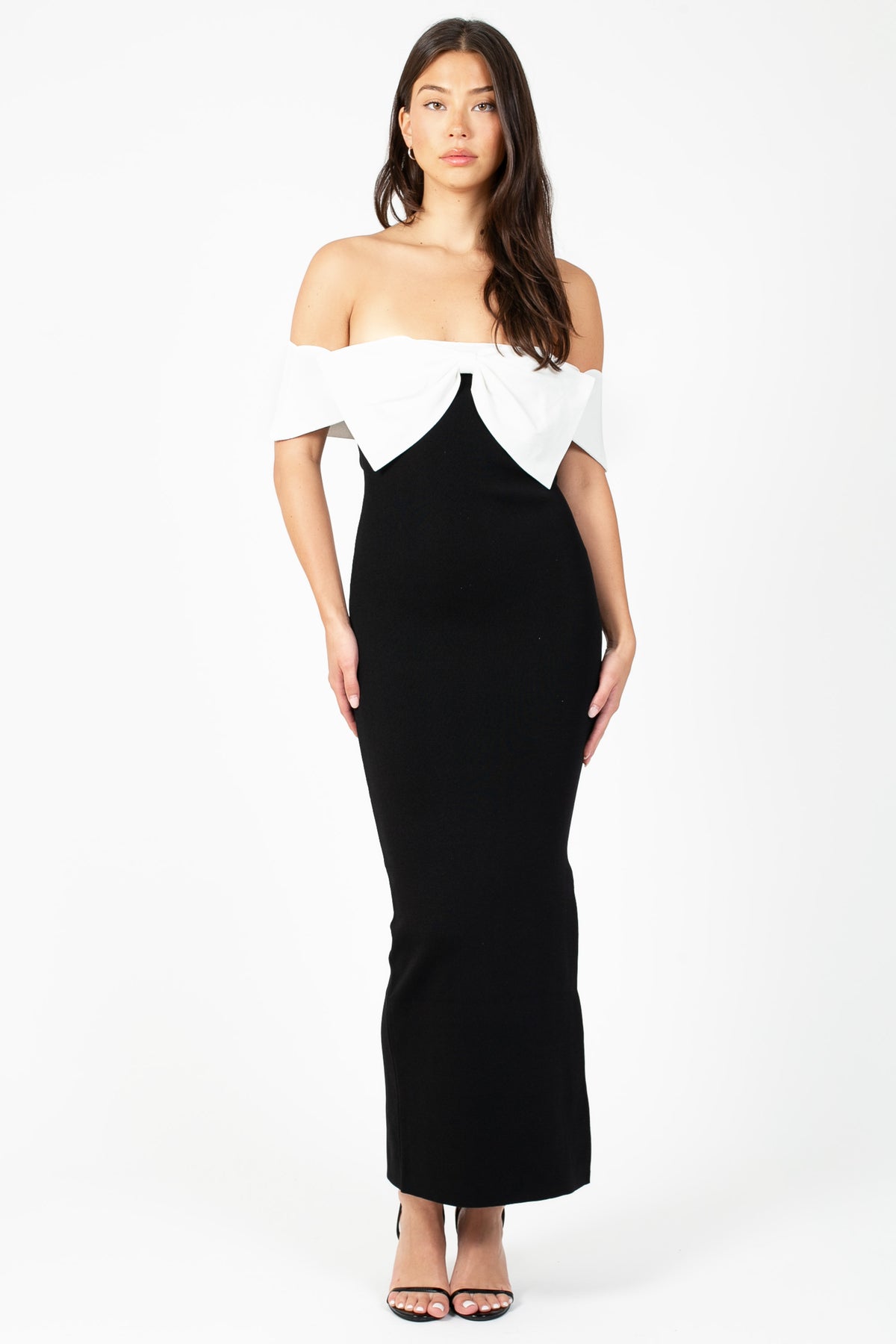 Vickie Contrast Bow Midi Dress - honey