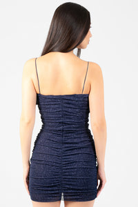 Penelope Shimmer Mesh Mini Dress - honey