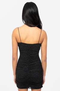 Penelope Shimmer Mesh Mini Dress - honey