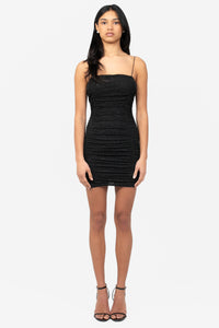 Penelope Shimmer Mesh Mini Dress - honey