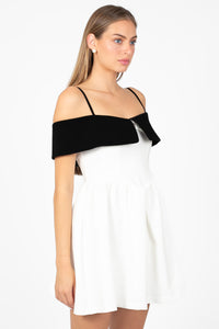 Nola Bow Contrast Mini Dress - honey