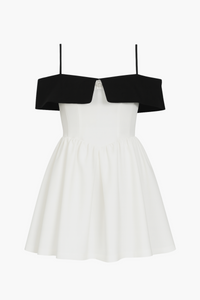 Nola Bow Contrast Mini Dress - honey