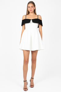Nola Bow Contrast Mini Dress - honey