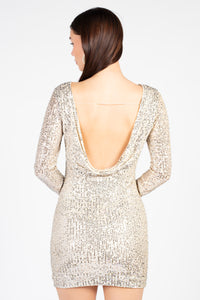 Celine Backless Sequin Mini Dress