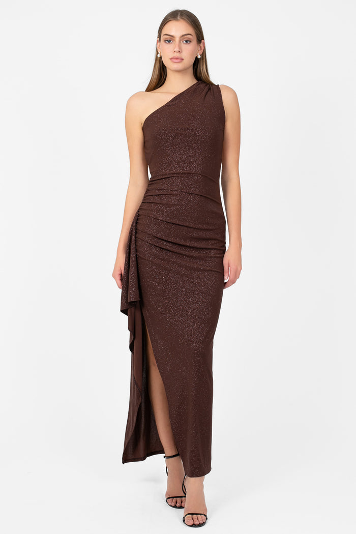 Elysia Ruched Maxi Dress - honey