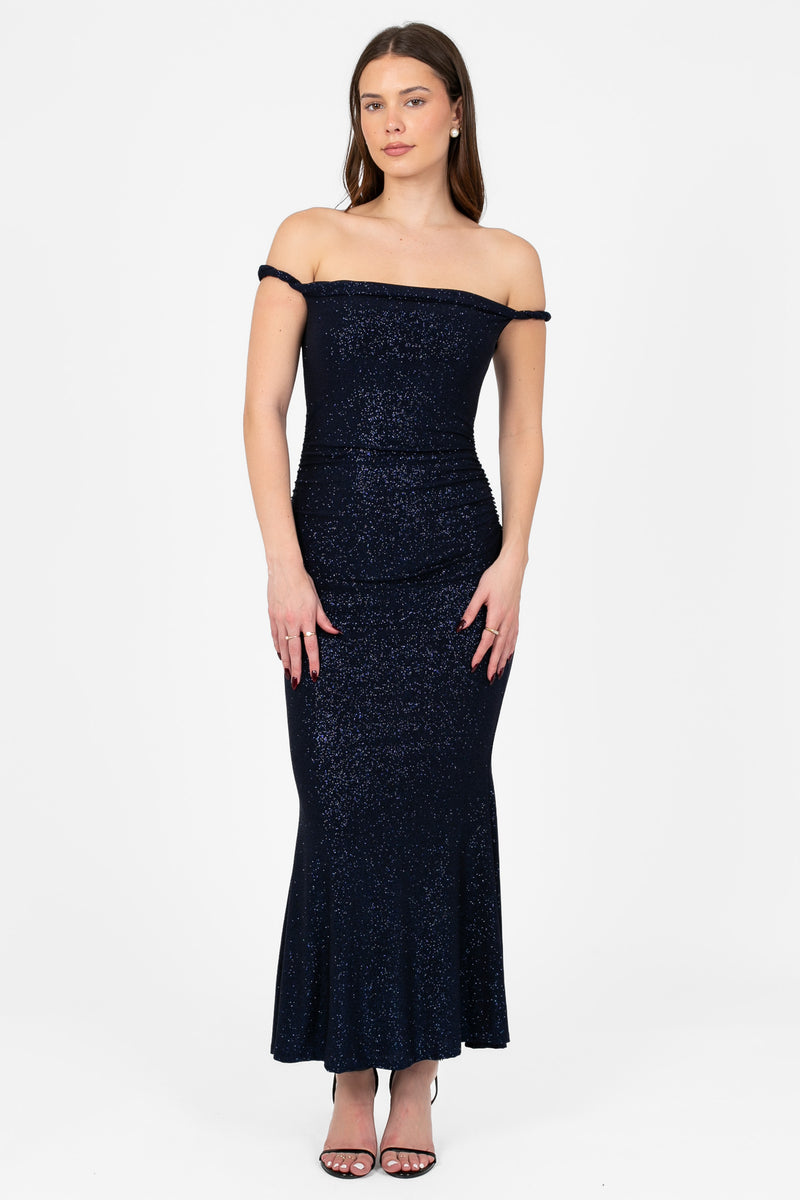 Celestia Ruched Midi Dress - honey