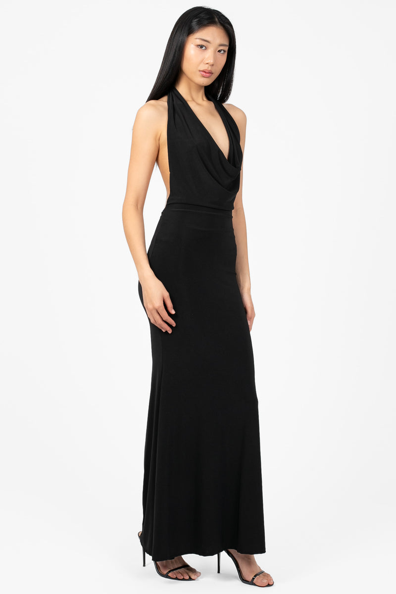 Odessa Cowl Halter Midi Dress - honey