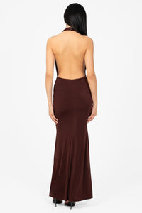 Odessa Cowl Halter Midi Dress - honey