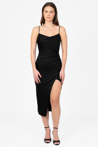 Alma Ruched Midi Dress - honey