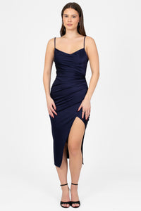 Alma Ruched Midi Dress - honey