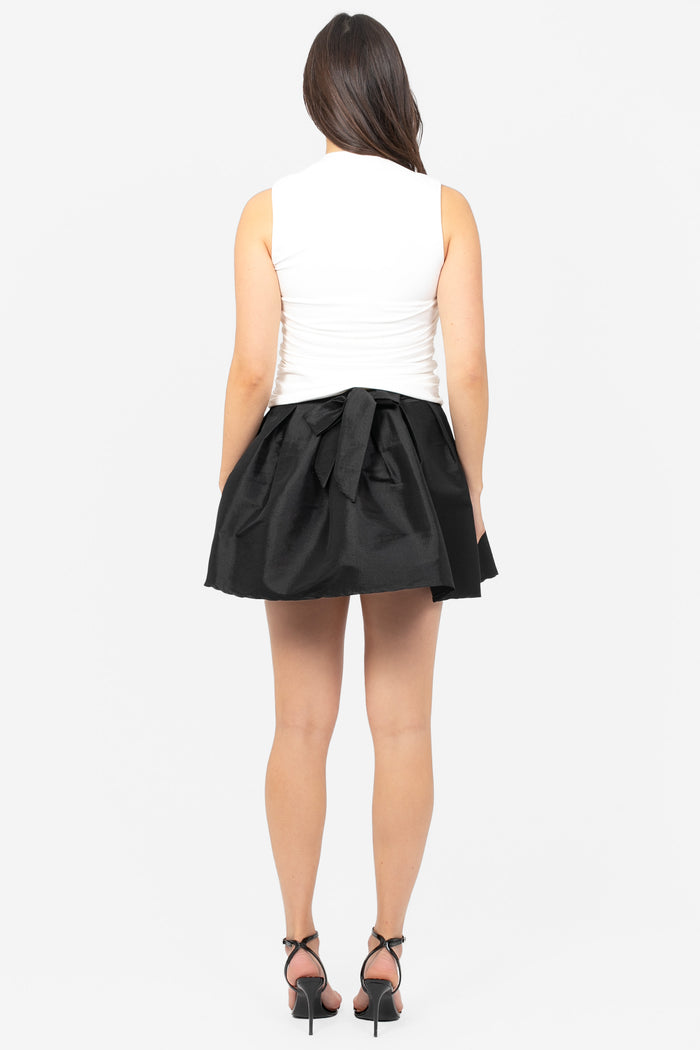 Harlow Tie Waist Taffeta Mini Skirt - honey