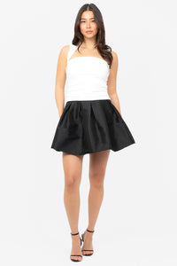 Harlow Tie Waist Taffeta Mini Skirt - honey