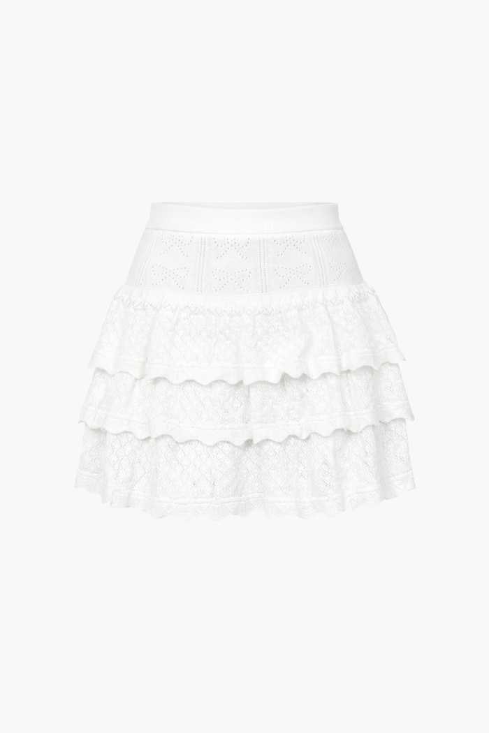 Cher Bow Pointelle Mini Skirt - honey