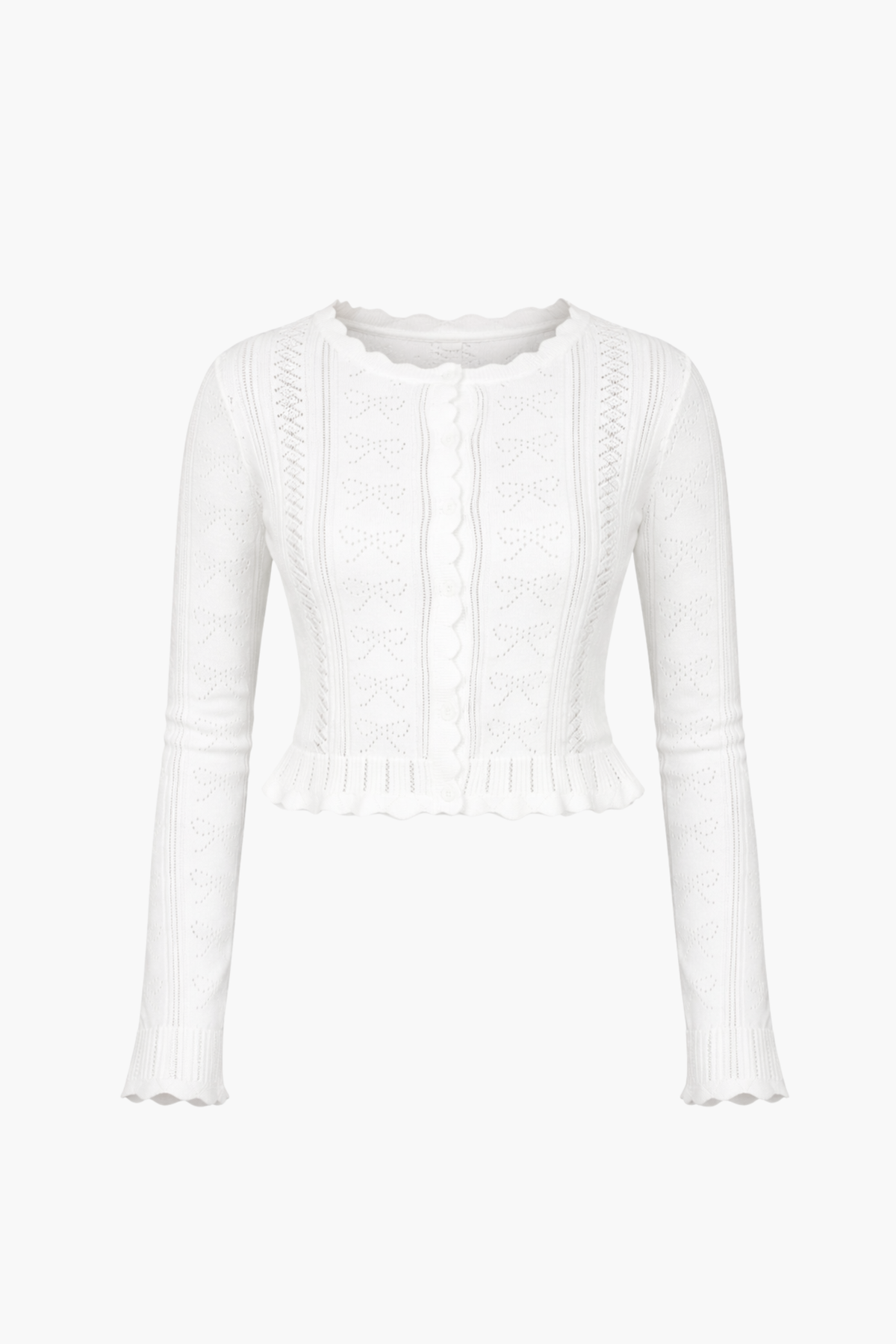 Dionne Bow Pointelle Crop Cardigan - honey