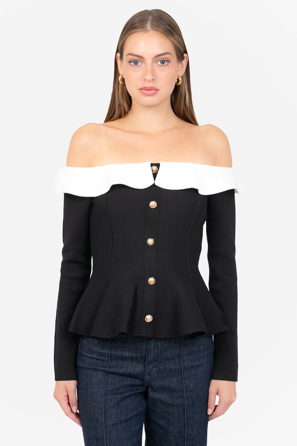Felicity Contrast Peplum Sweater