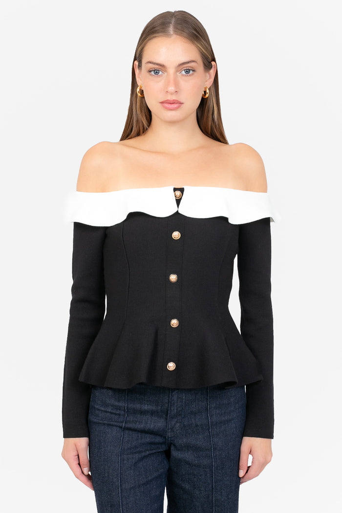 Felicity Contrast Peplum Sweater