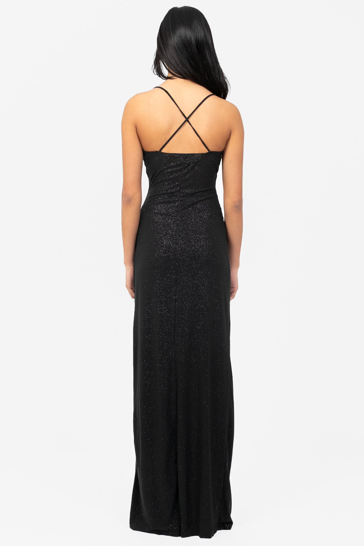 Alena High Slit Glitter Maxi Dress - honey