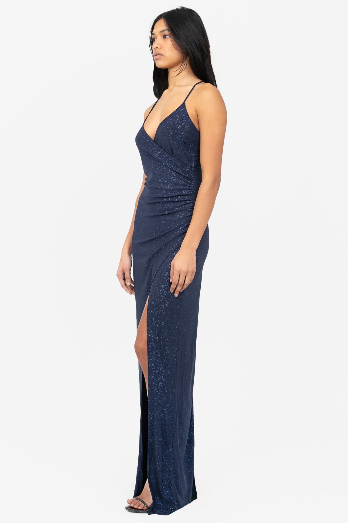 Alena High Slit Glitter Maxi Dress - honey
