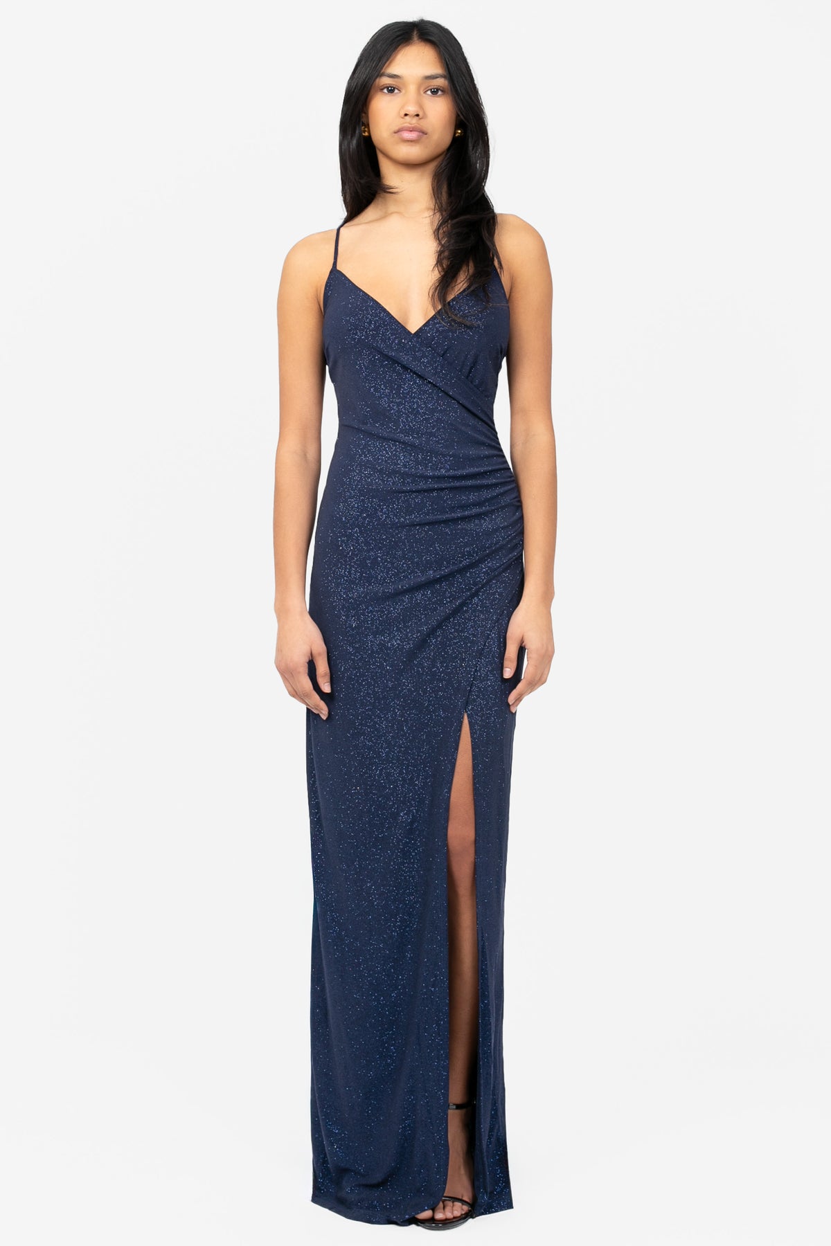 Alena High Slit Glitter Maxi Dress - honey