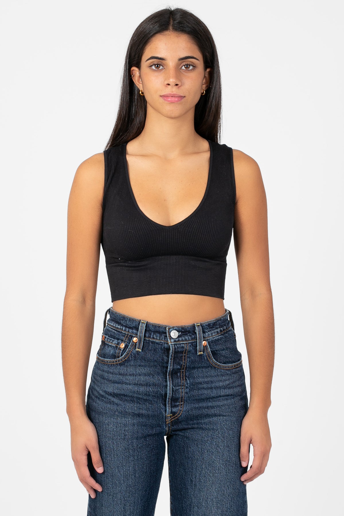 Nikibiki® Ribbed Deep V Tank Top - honey