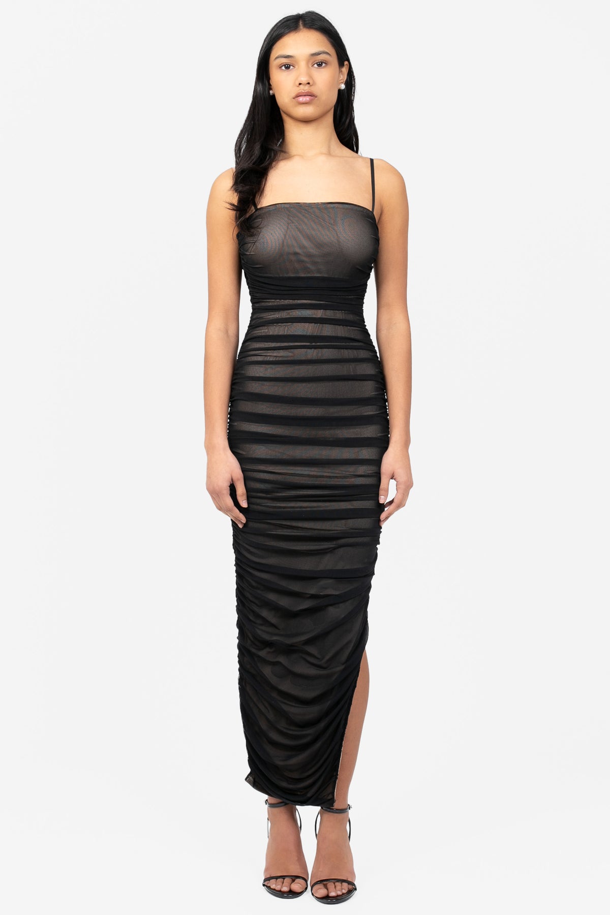 kaiya strapless bodycon ruched mesh mini dress Windsor Kaiya Strapless Bodycon Ruched Mesh Mini Dress