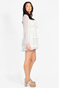 Flirty Ruffle Trim Open Back Mini Dress