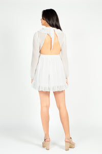 Flirty Ruffle Trim Open Back Mini Dress