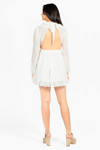 Flirty Ruffle Trim Open Back Mini Dress