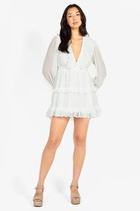 Flirty Ruffle Trim Open Back Mini Dress