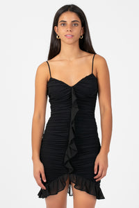 Cecily Ruffle Mini Dress - honey