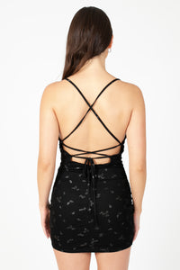 Tiffany Ruched Mesh Metallic Mini Dress - honey