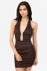 Emi Shimmer Mesh Mini Dress