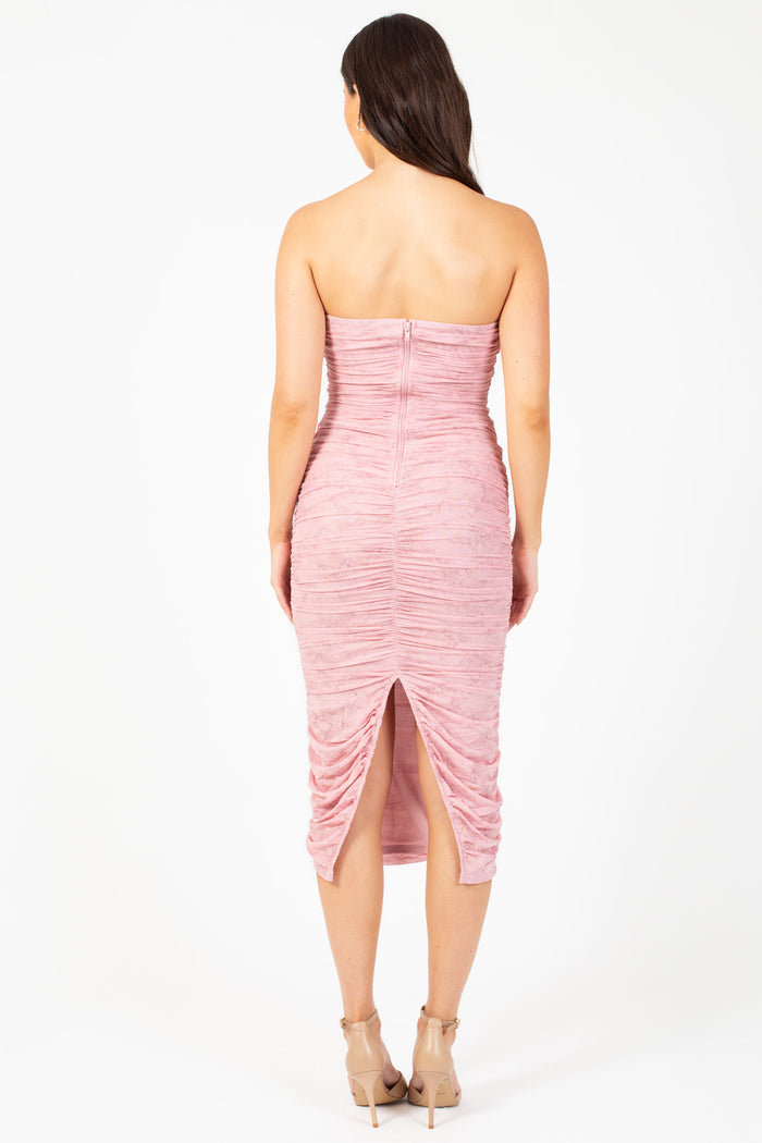 Calissa Floral Mesh Midi Dress - honey