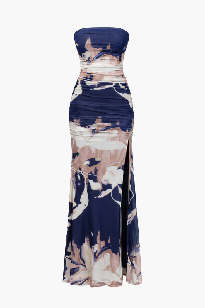 Eva Mesh Floral Maxi Dress - honey