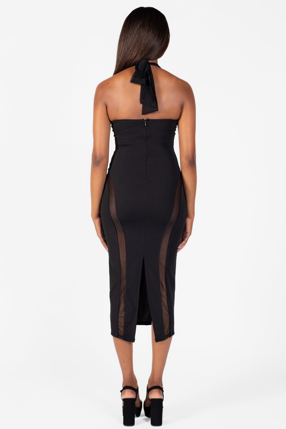 Mayhem Mesh Cutout Midi Dress - honey