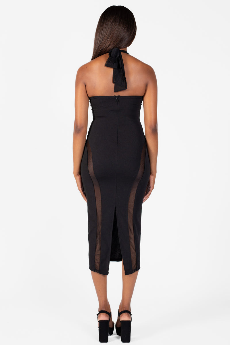 Mayhem Mesh Cutout Midi Dress - honey