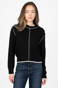 Double Take Contrast Stitch Crop Sweater - honey