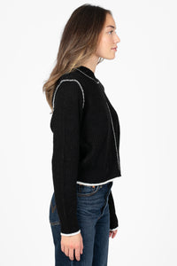 Double Take Contrast Stitch Crop Sweater - honey